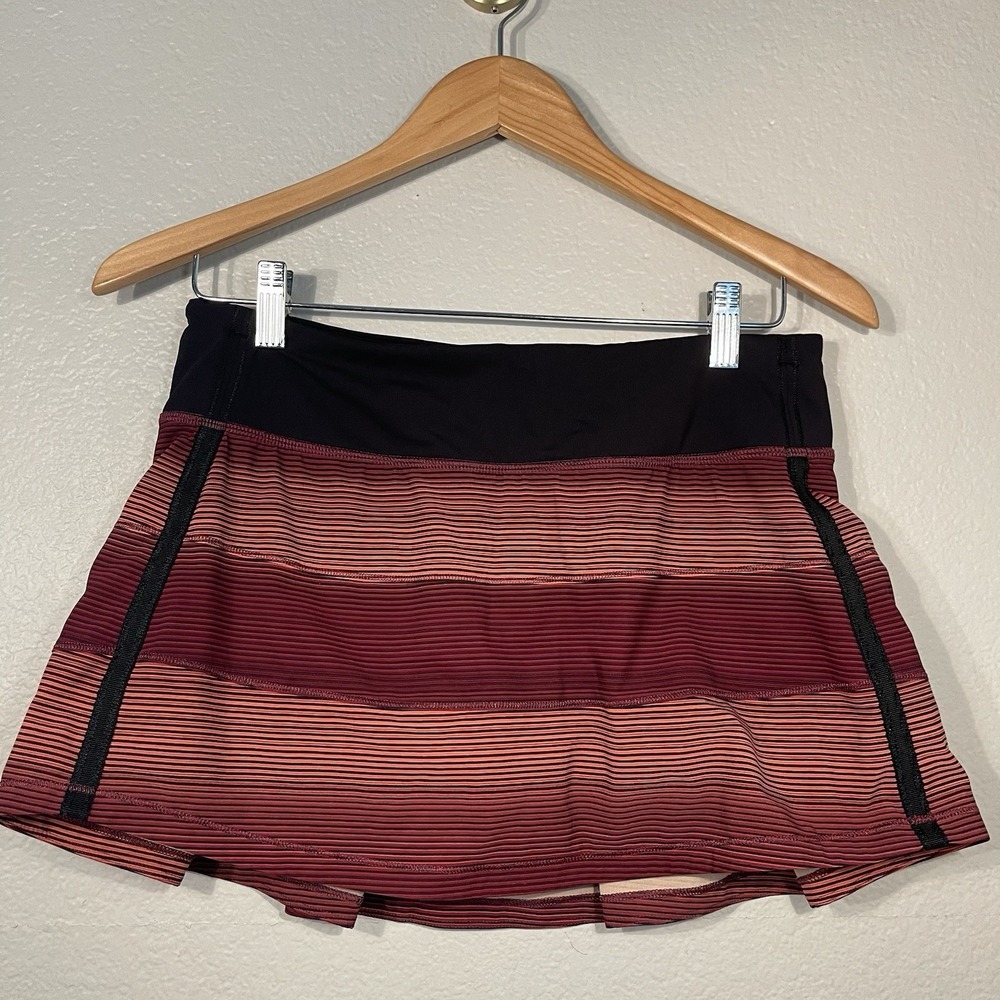 Lululemon 6R Pace Rival Skirt Simply Radiant Pink Paradise Black Pleated Back